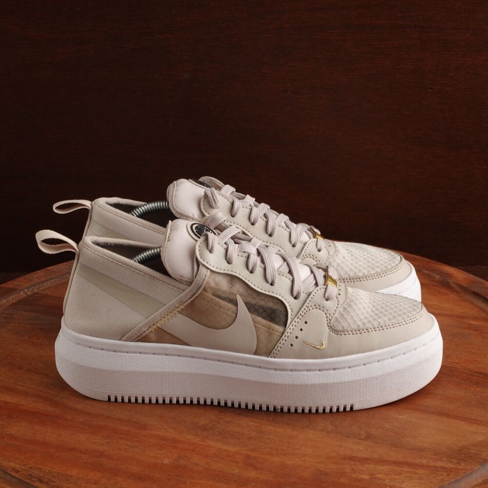 Nike Court Vision Alta TXT Sneakers Womens Size 9 Cream Gold Shoes CW6536-200